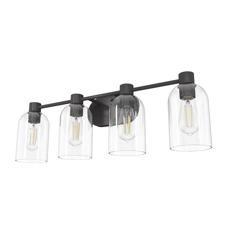 Hunter Lochemeade Natural Iron 4 Light Vanity Wall Light Fixture, Clear, Noble Bronze