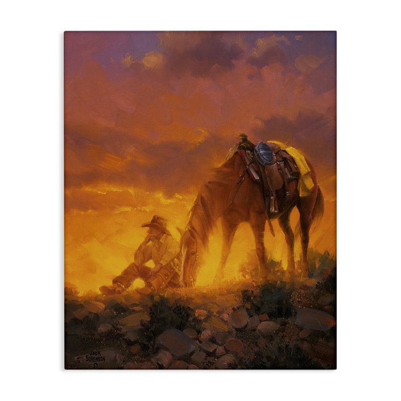 «The Thinker Western Cowboy», art mural par Jack Sorenson, H 30 po x l 24 po