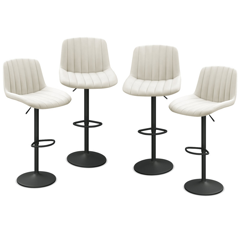 Adjustable Height Counter Stool with Metal Frame, Ivory
