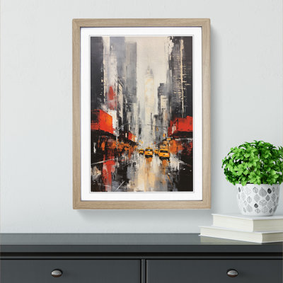 New York Gestural No.2 - Single Picture Frame Print on Wood