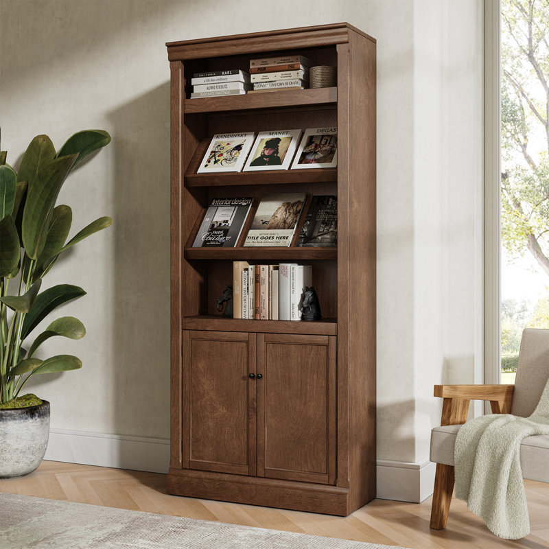 Eduardo 78"H X 33.5"W Transitional Solid Wood Frame Bookcase With Multi-Purpose Shelf, Walnut