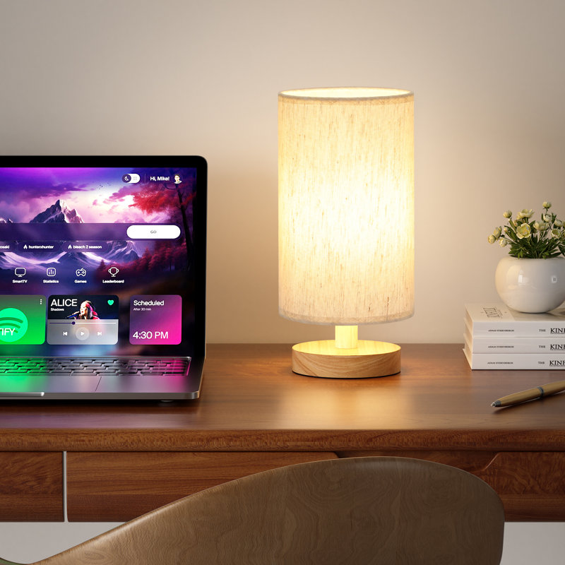 9'' Cute Small Bedside Lamp with Inline Rocker Switch