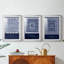 Indigo Tile I - Impression encadrée sur mesure de qualité supérieure mate - 3 pièces-588130254-588130241