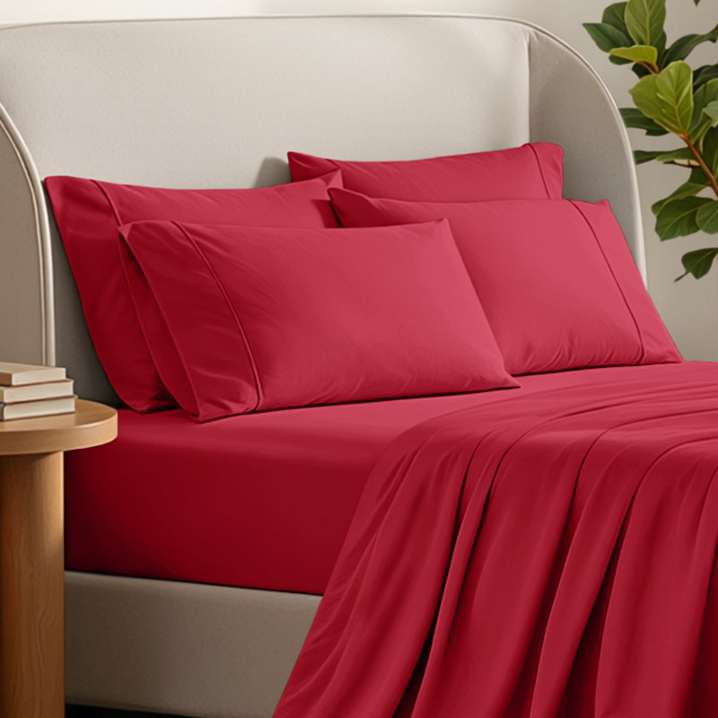 Ultra-Soft Microfiber Pillowcase, Red, 4 King Pillowcases