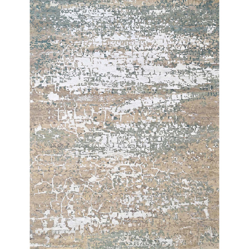Hand Knotted Abstract Area Rug, Rectangle 12' x 15'