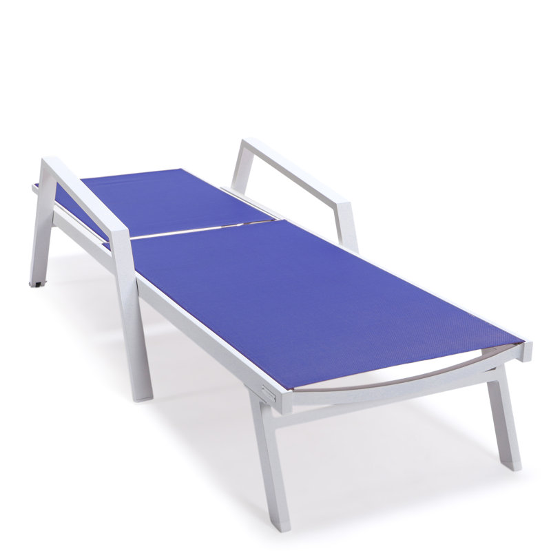 Outdoor Patio Reclining Chaise Lounge with Wheels, Powder-Coated Aluminum Frame and Breathable Sling Mesh, Adjustable Backrest for Poolside and Deck Use