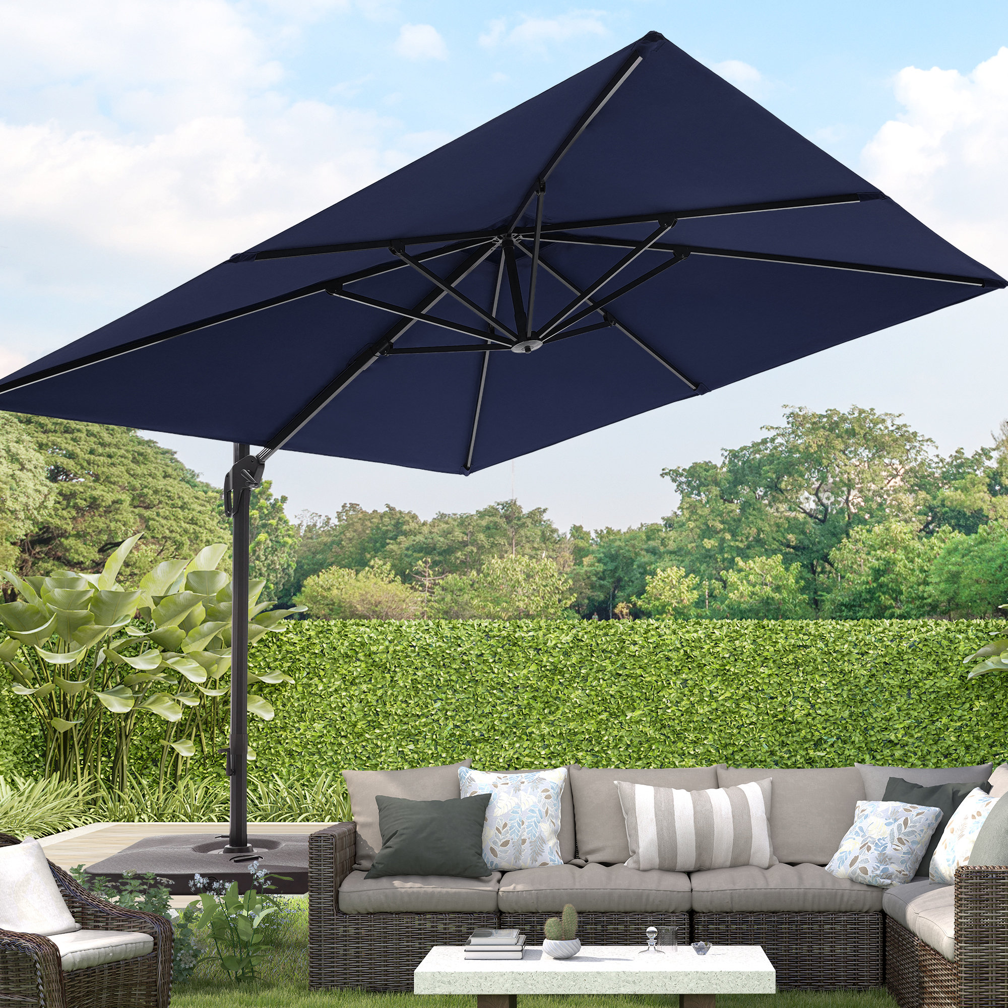 corliving wind resistant tilting patio umbrella blue 118 Amazon.com : CorLiving Wind Resistant Tilting 10' Patio Umbrella in Blue :  Patio, Lawn & Garden