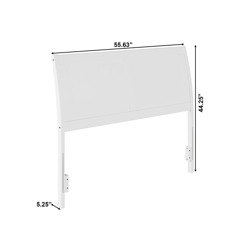 Tête de lit-bateau en bois massif Lhantillony, Blanc, Double