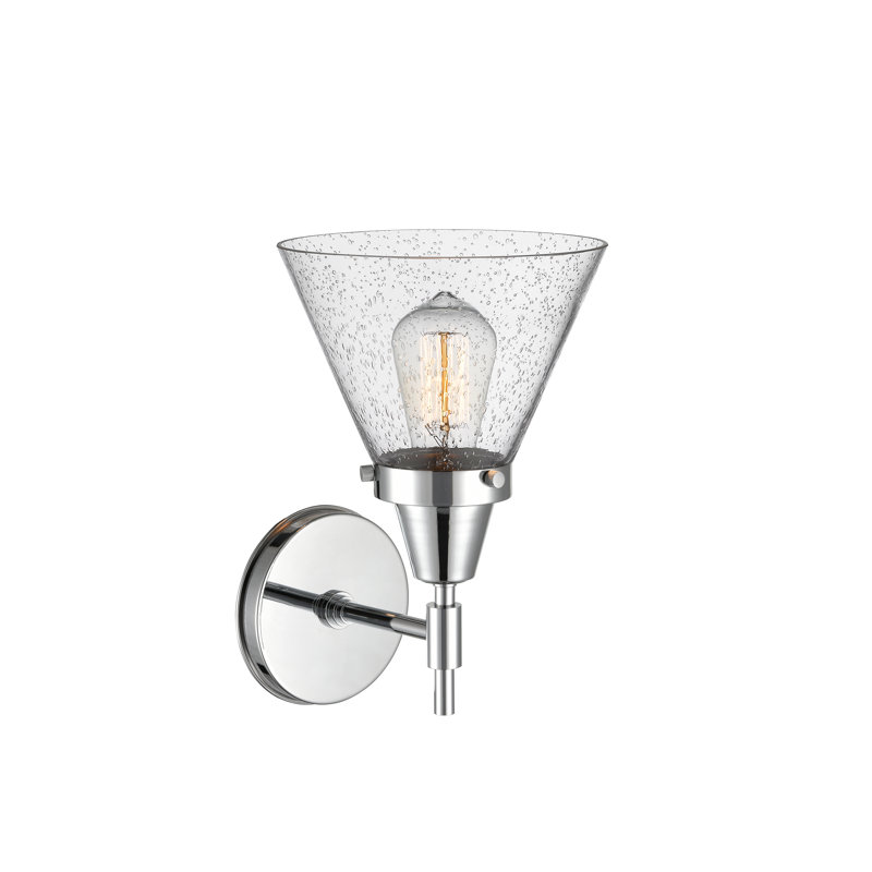Gayle Armed Sconce, Polished Chrome, Incandescent, Seedy