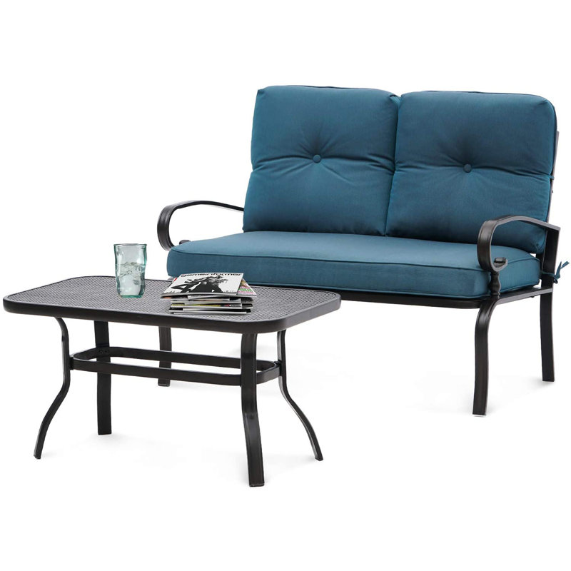 Craigmore 2 - Person Patio Conversation Sets with Cushions, Blue