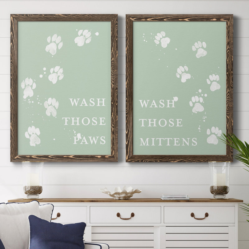 «Wash Your Paws II», toile encadrée de qualité supérieure - prête à être suspendue, H 31,5 po x l 47 po x P 1,5 po