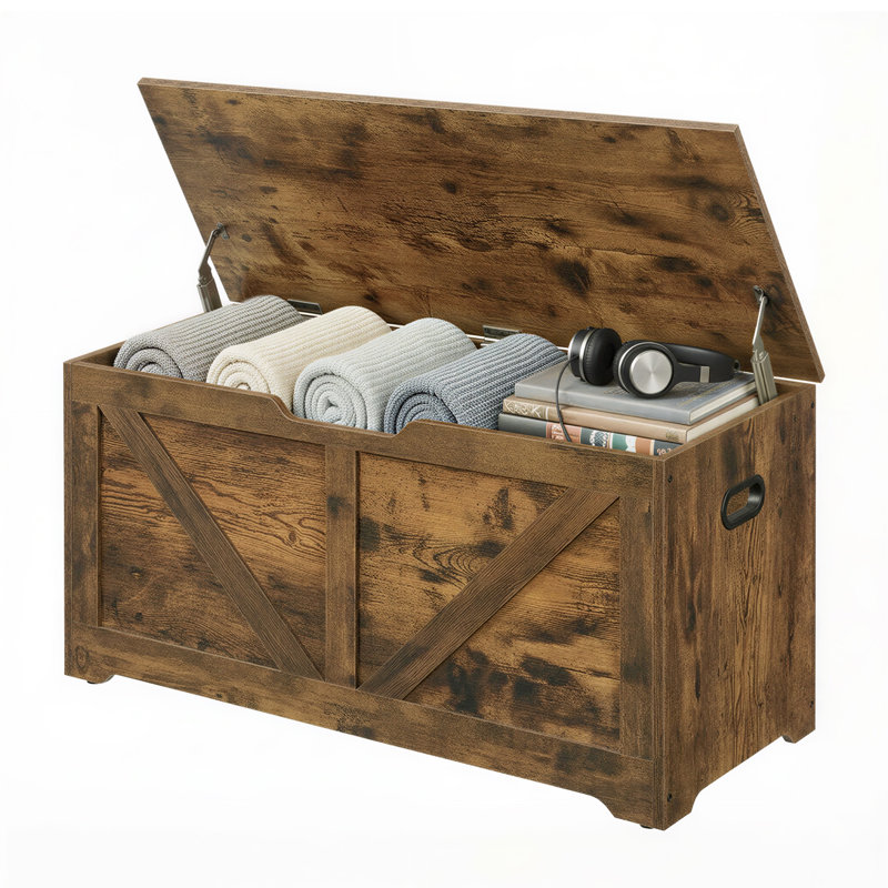 Deziree Storage Bench, Rustic Brown, 46cm H x 100cm W x 40cm D