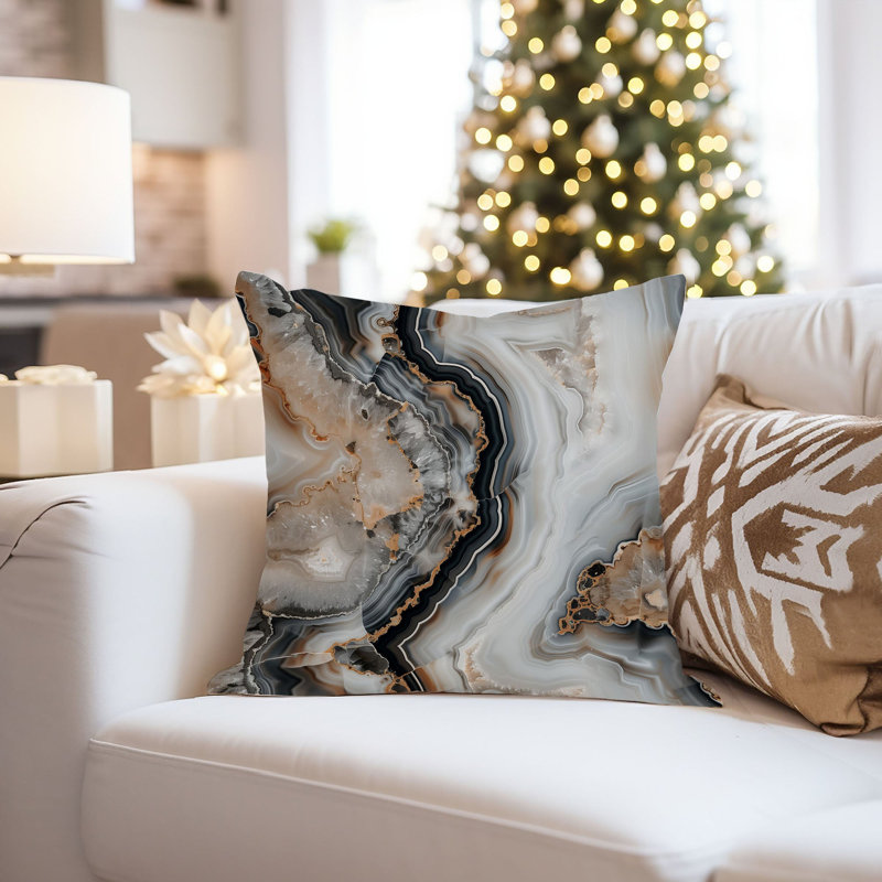 Abstract Gray Marble Geode Pattern VII Modern, 18"H x 18"W