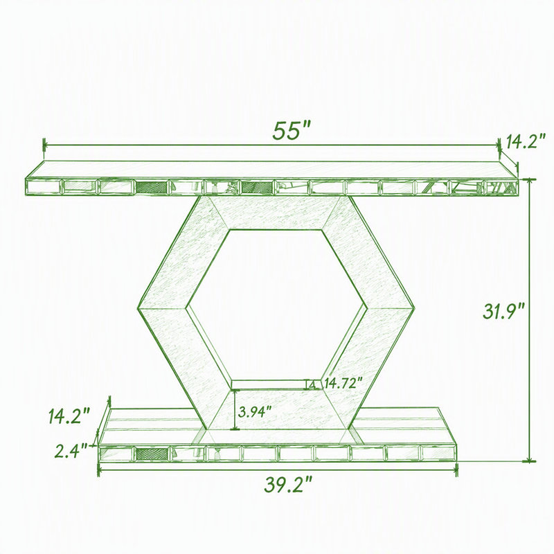 Console pour vestibule moderne de qualité supérieure avec effets en verre de diamant