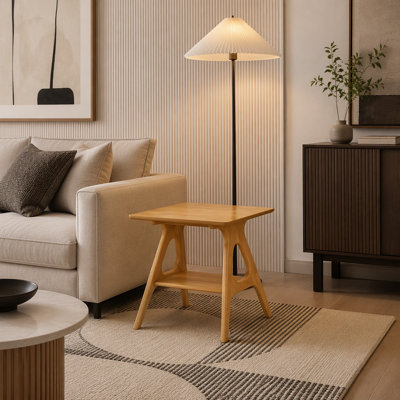 Modern Wood End Table with Shelf
