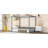 Full Size Canopy Frame Rubber Wood Floor Bed With Fence,Guardrails,Grey
