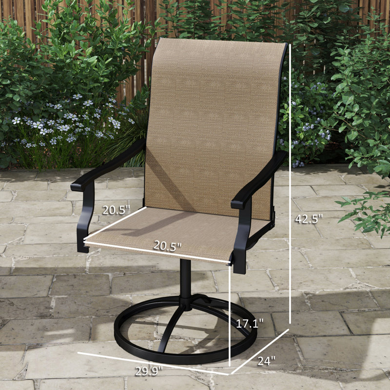 Chaises d'extérieur à haut dossier, ensemble de 2 chaises pivotantes, chaise, Brun
