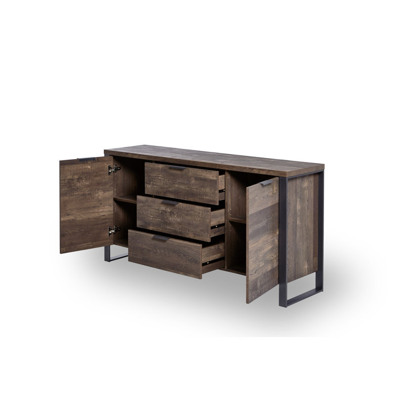 Kinston 74" Wide Solid Wood Sideboard, Distressed Brown