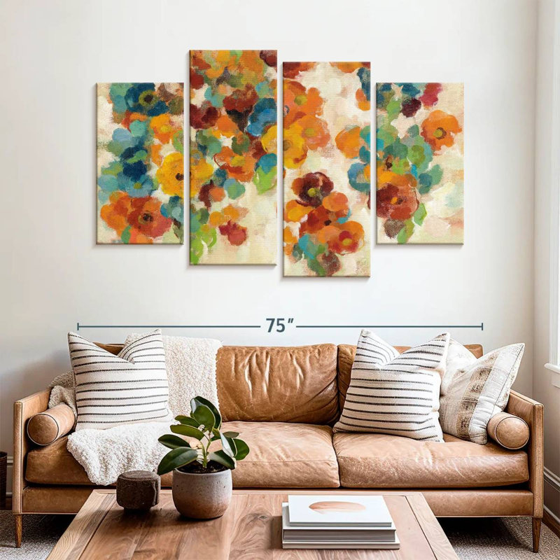 Fleurs épices et turquoise Avery, H 42 po x l 68 po