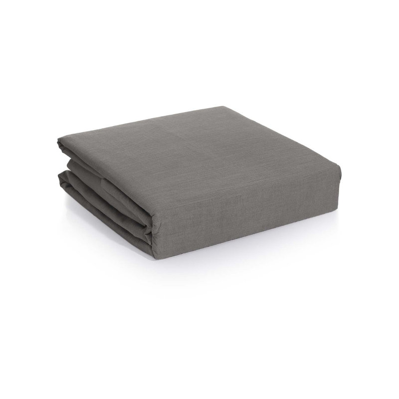 Ensemble de housse de couette double Elegant, 100% coton, gris | Housse de couette 78,7 po x 86,6 po, drap-housse 63,0 po x 79,0 po + 11,8 po, contexture de 240 fils, fermeture à boutons, lavable à la machine | Doux, durable, parfait pour les chambres confortables