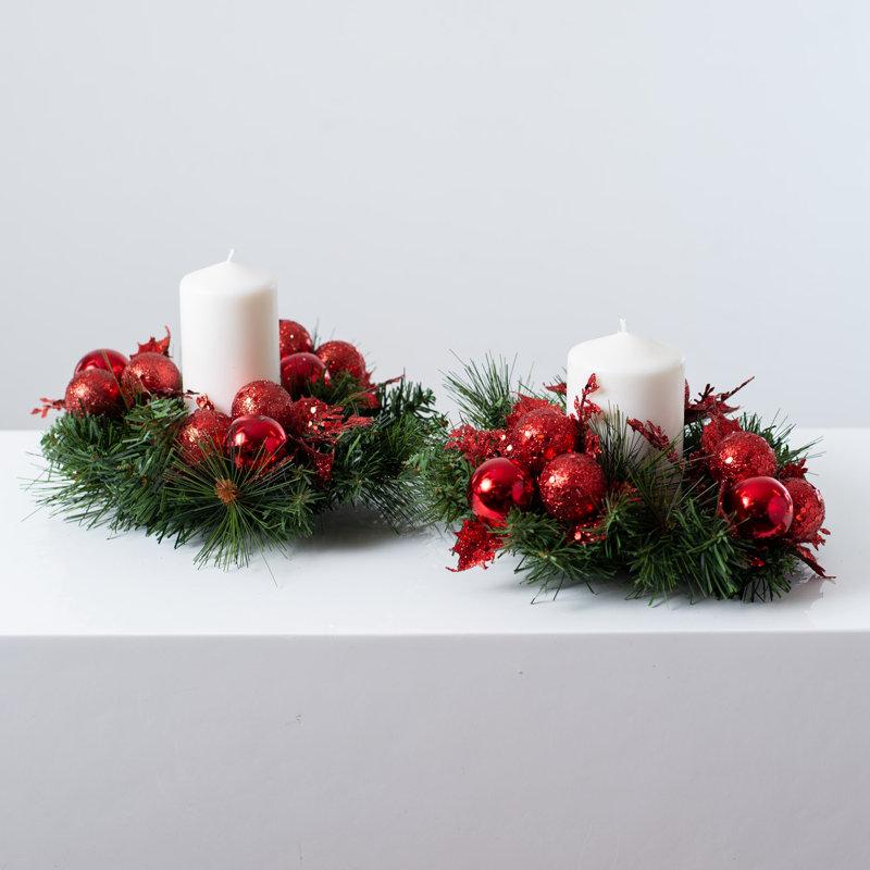 Couronne en soie 10 po, Rouge/vert