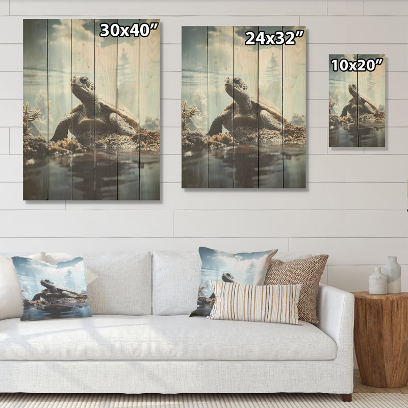 Représentation minimaliste d'une tortue - art mural panneau de bois de tortue sur bois de pin naturel, H 40 po x l 30 po
