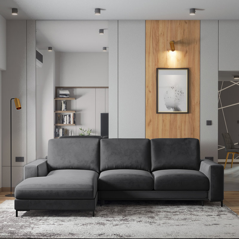 Benites 3 Seater Sofa Bed, Dark Grey, Left Hand Facing