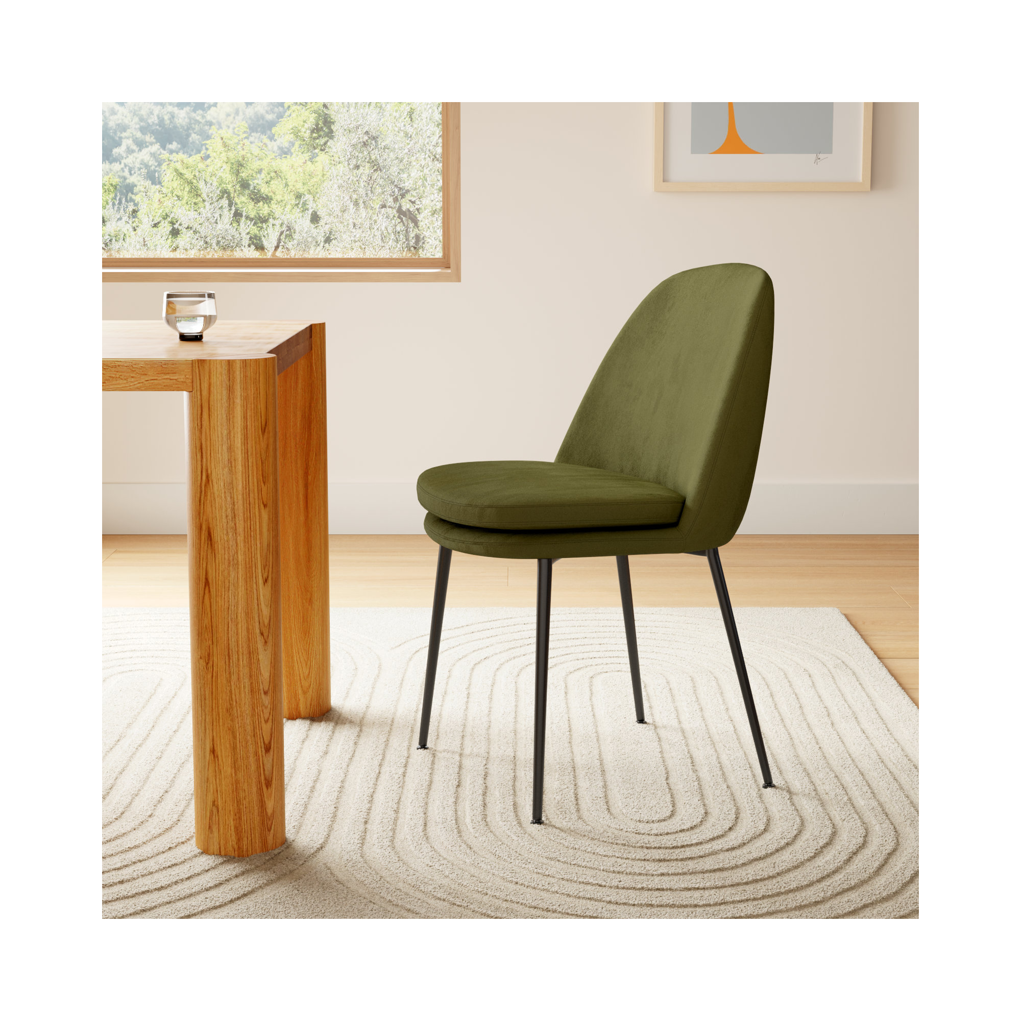 Wallace Velvet Dining Chair, Olive