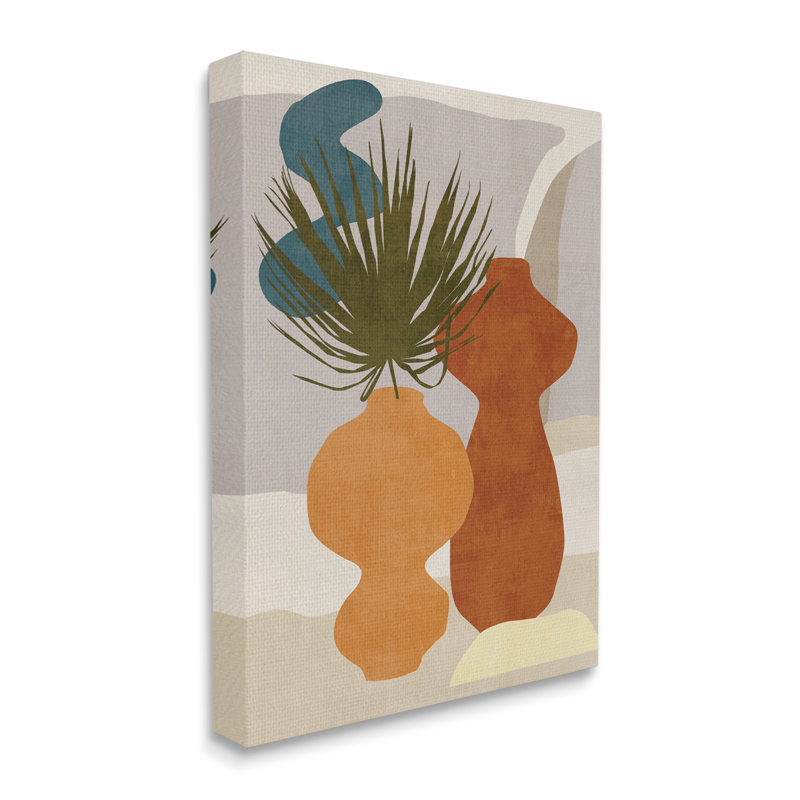 Vases occidentaux abstraits, brun et orange, par Melissa Wang - impression, H 48 po x l 36 po, Toile tendue