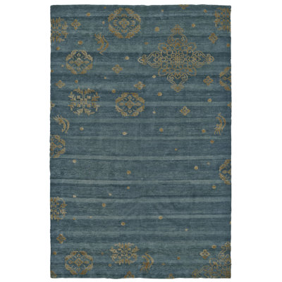 Tapis bleu sarcelle en laine Elivia