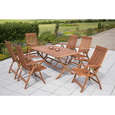 Adabpreet 6 - Person Wood Patio Dining Set with Rectangular Table