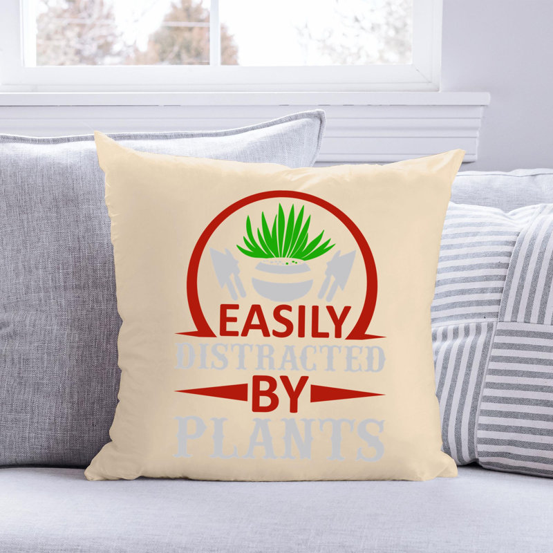 Citation amusante «Garden Lover» 855 - Coussin décoratif inclus, H 18 po x l 18 po