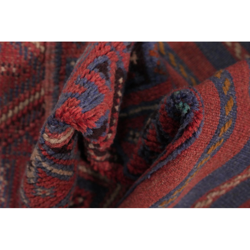 Tapis de couloir vibrant traditionnel 2 x 8 avec des motifs de losanges complexes