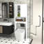 Étagère de salle de bain au-dessus de la toilette, organisateur de rangement blanc avec unité de toilette à panneau mobile, cloison amovible en bois