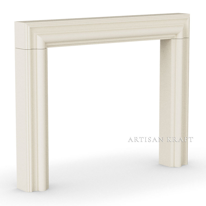 Modern Bolection Cast Stone Fireplace Surround, Beige, 52" H x 65" W x 7.5" D