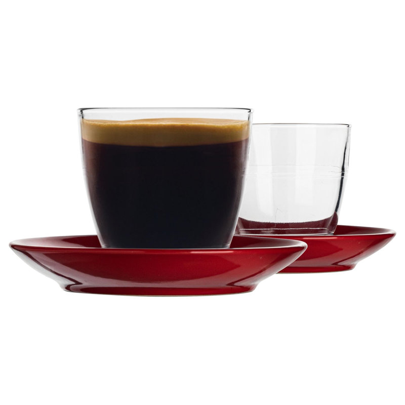 Duralex - Gigogne Mismatched Coffee Cup & Saucer - 220ml, Red