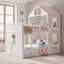Lit superposé de style maisonnette pour enfants (2 places), mobilier de chambre moderne et ludique, gain de place, rose pâle-162117840