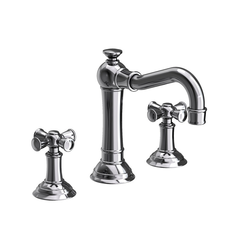 Jacobean Widespread Bathroom Faucet with Drain Assembly, Midnight Chrome