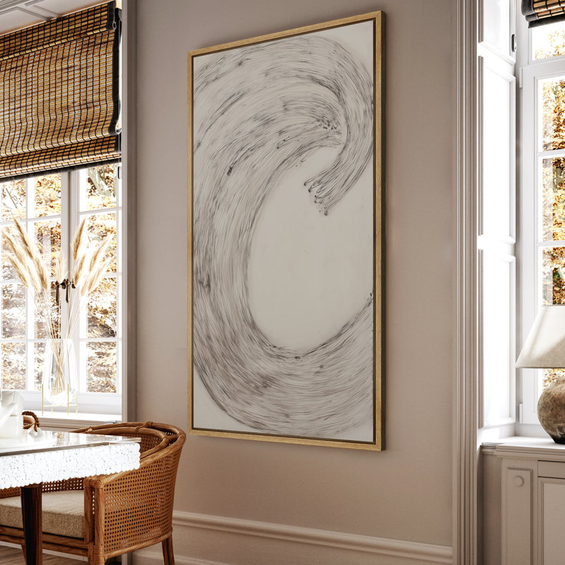 Reproduction de mouvement circulaire moderne abstrait abstrait gris anthracite, Naturel, H 60 po x l 30 po x P 1,5 po