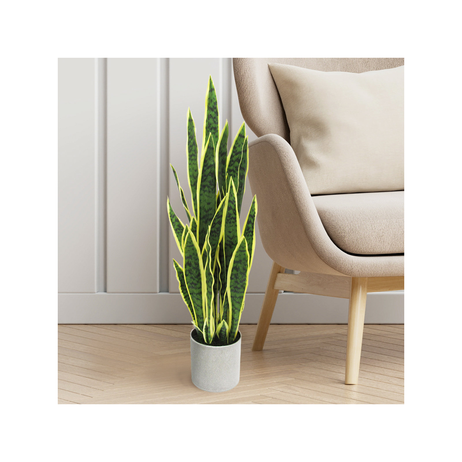 Artificial Sansevieria Snake Plant in Pot, 36'' H x 12.5'' W x 12.5'' D