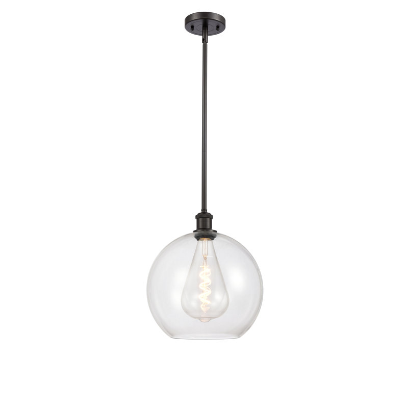 Luminaire suspendu sphère 1 lumière Cindi, H 7,88 po x l 6 po x P 6 po, Transparent, Bronze huilé