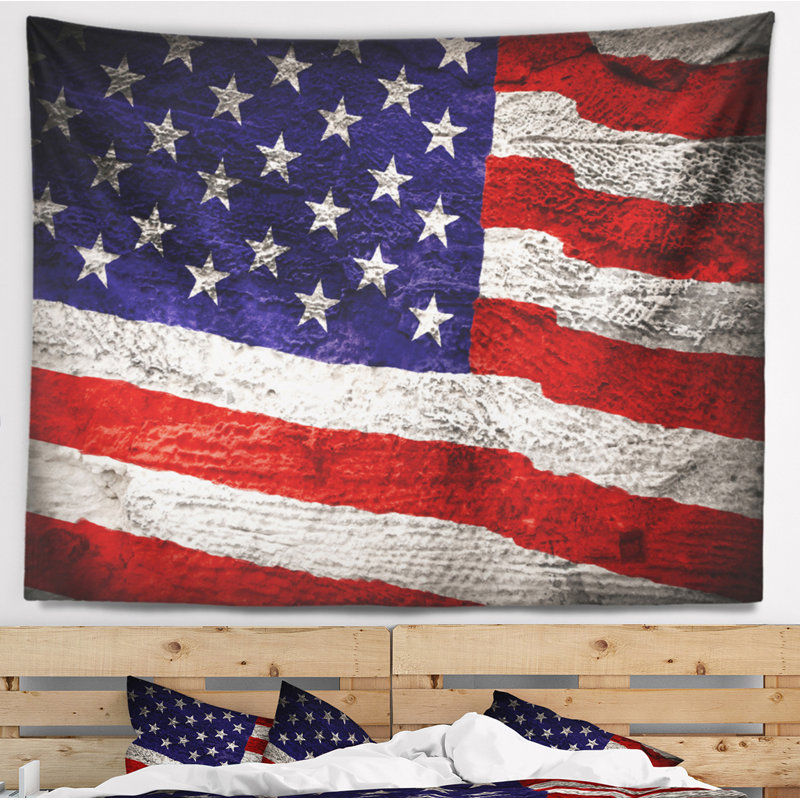 Tapisserie à l'aquarelle abstraite avec grand drapeau américain, H 78 po x l 92 po