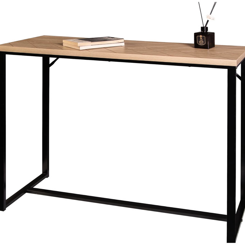 Console Modern Coastal American, en bois naturel et métal noir, L 39 po, idéale pour ajouter de la chaleur au couloir