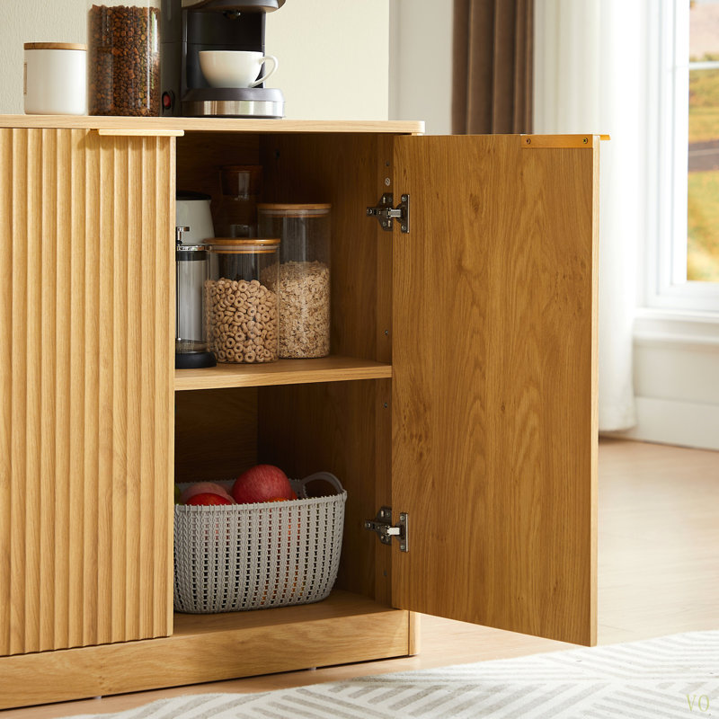 67-Inch Modern Wavy Sideboard, Curved Contour Design Storage Cabinet, 6-Door Cabinet With Storage Function, Suitable For Kitchen / Bedroom / Living Room,67.0"L X 15.7"W X 27.7"H