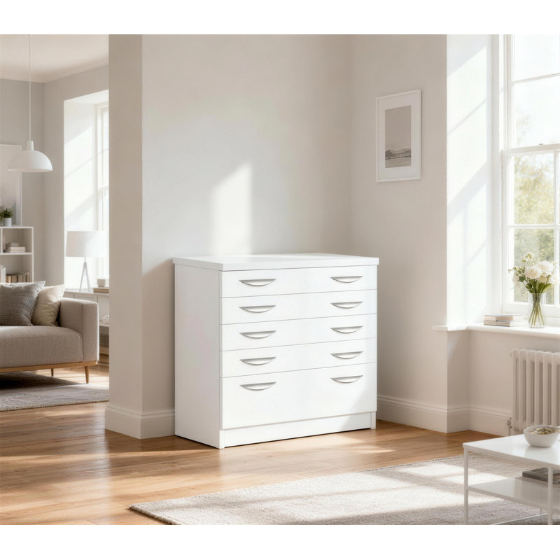 Barcomb 85cm Wide 5 -Drawer File Cabinet, White