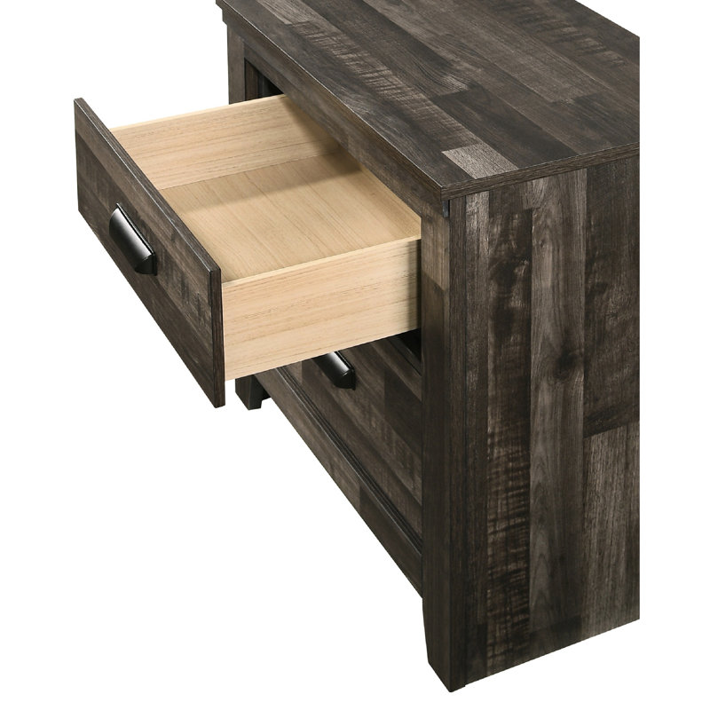 Table de chevet contemporaine 2 avec poignées mixtes brunes et noires pour la décoration, Brun