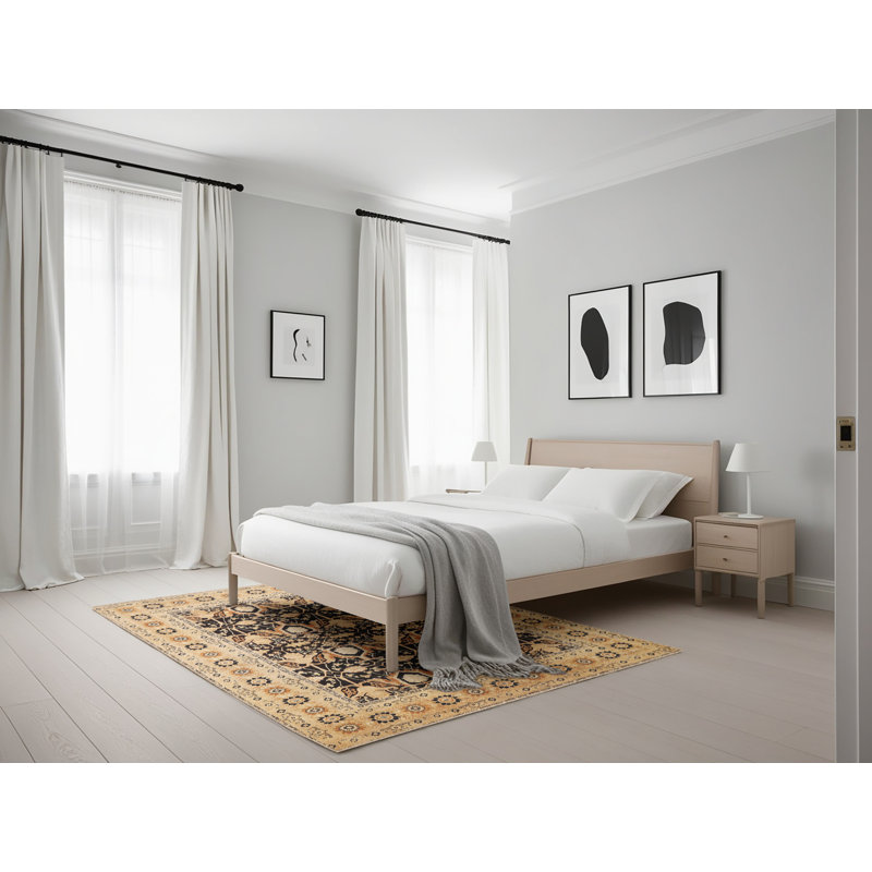 Tapis oriental beige / noir Scalli, Rectangle 5 pi x 7 pi