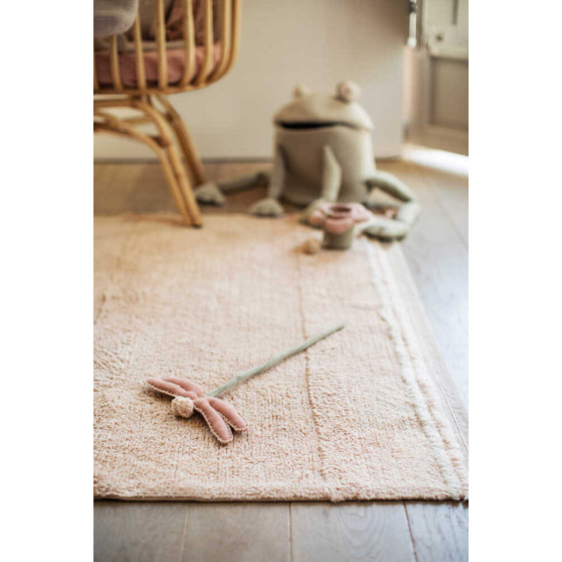 Washable Rug Bloom Natural, Rectangle 4'7.12" x 6'6.74", Pink