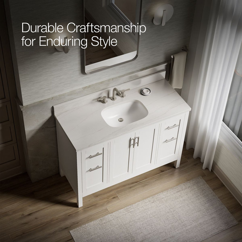49" Single Bathroom Vanity Set, White, White