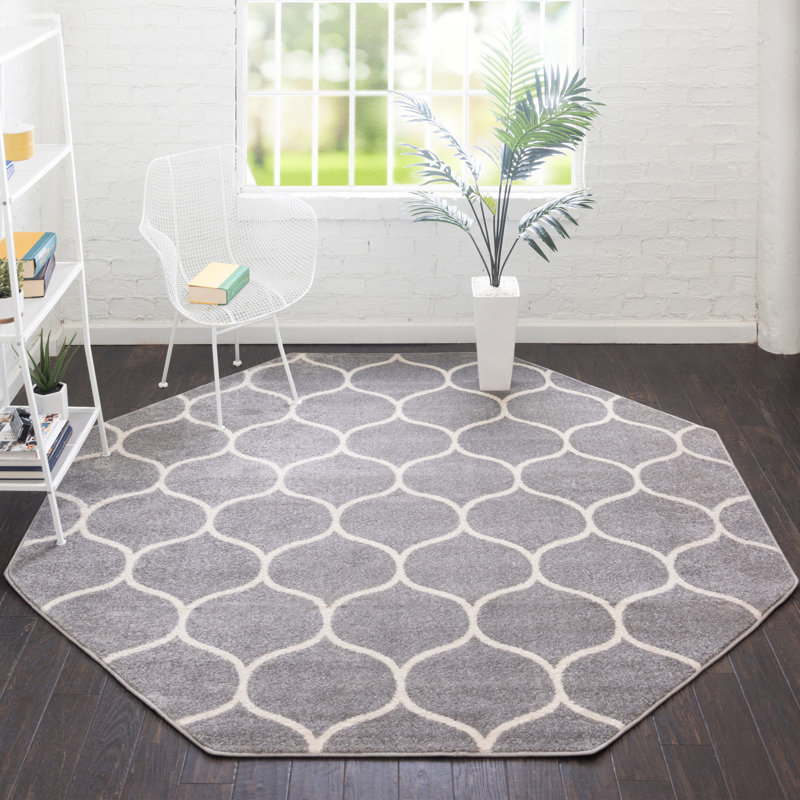 Tapis gris clair Lllan, Octogone 5 pi 3 po